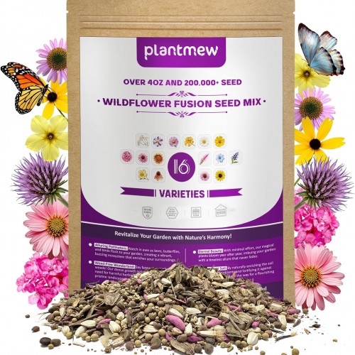 200,000+ Wildflower Seeds [4oz] 16 Variety Perennial Mix - Non-GMO, USA-Sourced Heirloom Seeds for Pollinator Gardens | Attracts Bees/Birds/Butterflies | High Germination Rate for Indoor & Outdoor